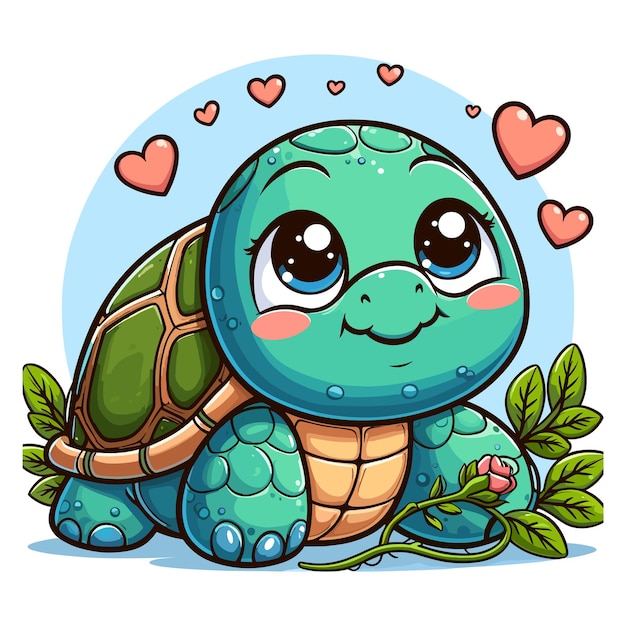 Vector charm and gentle spirit of a cartoon turtle in a delightful and expressive vector illustration