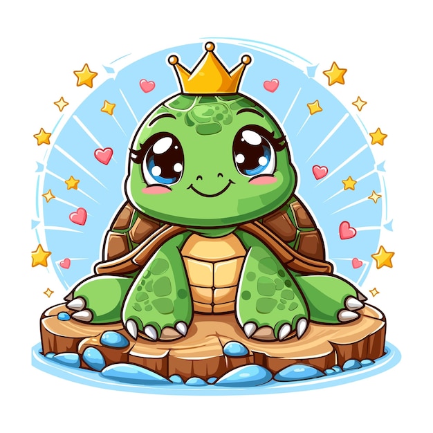 Charm and gentle spirit of a cartoon turtle in a delightful and expressive vector illustration