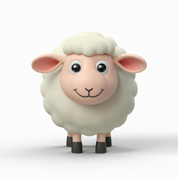 Vector a charming 3d render illustration of a fluffy sheep eid al adha