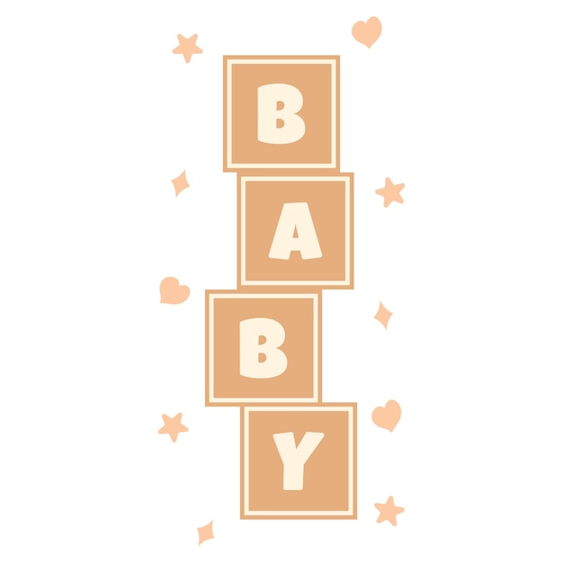 Charming Baby Blocks Baby Shower Design Vector illustration