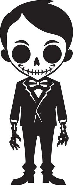Вектор Очаровательная костная аранжировка милая векторная икона очаровательное скелетное присутствие черный логотип