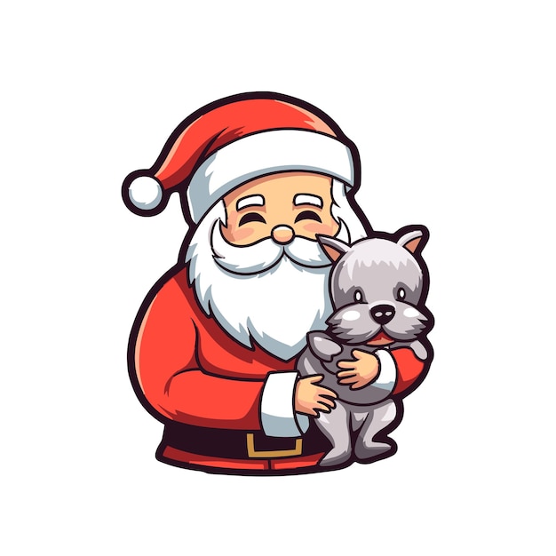 Charming Cartoon Santa Bearing a Dog Vector