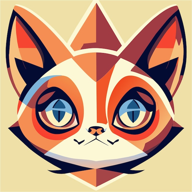 Charming Cat Cartoon Head Pop Art Mastery