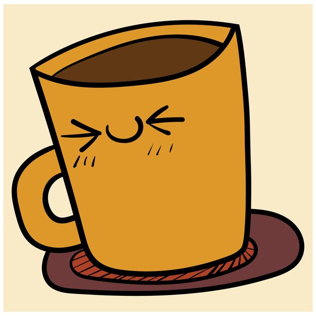 Vector charming coffee mug illustration featuring a cute smiling face.