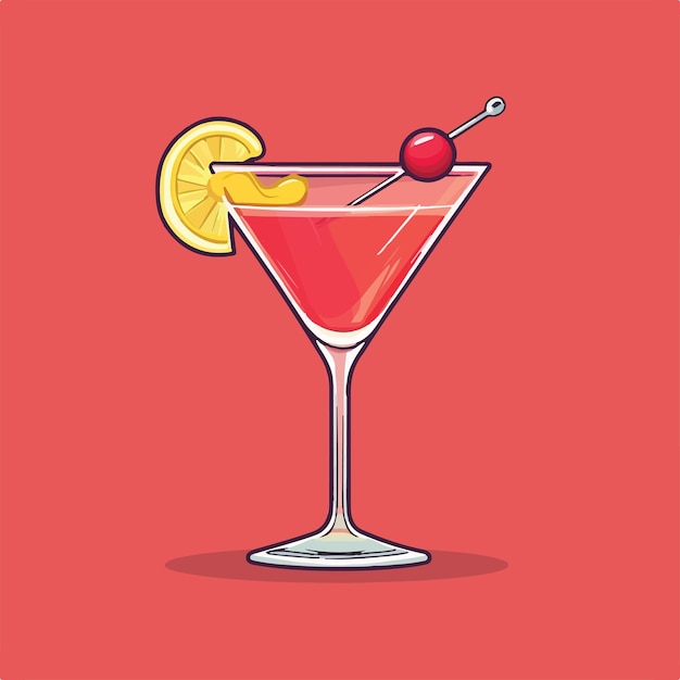 クランベリー・ガーニッシュのベクトルイラストで魅力的なコスモポリタン・カクテル