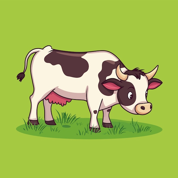 Charming Cow Grazing in a Serene Green Pasture vector illustration