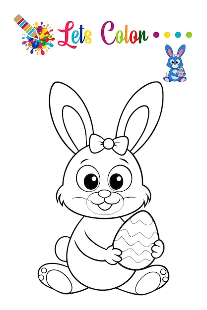 Charming Easter bunny with eggs perfect for kids coloring activities for preschool