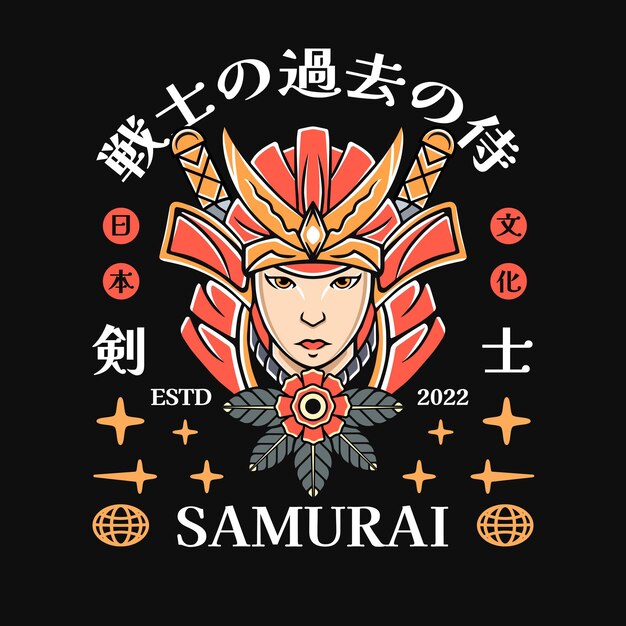 Vettore affascinante donna samurai