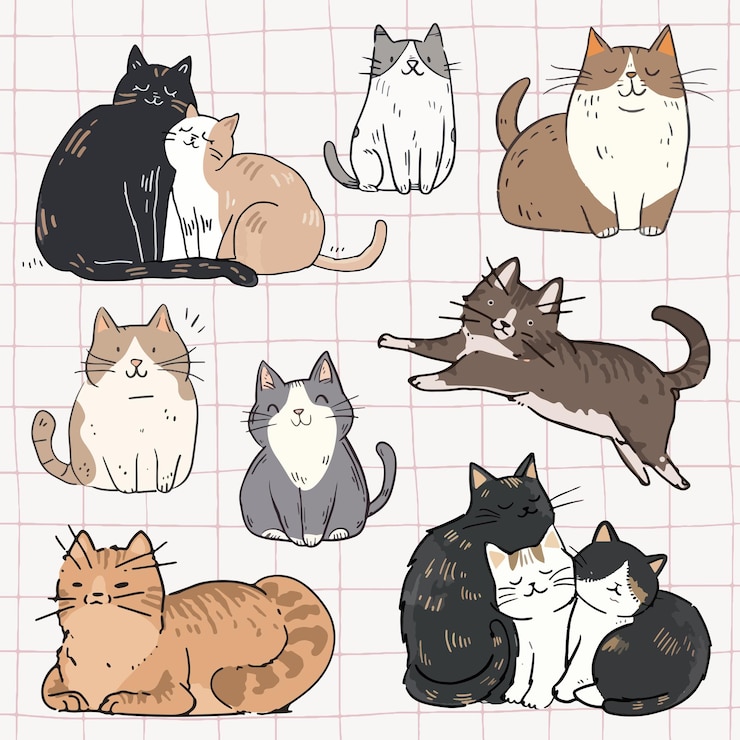 Vector 魅力的なイラストの猫のコレクション