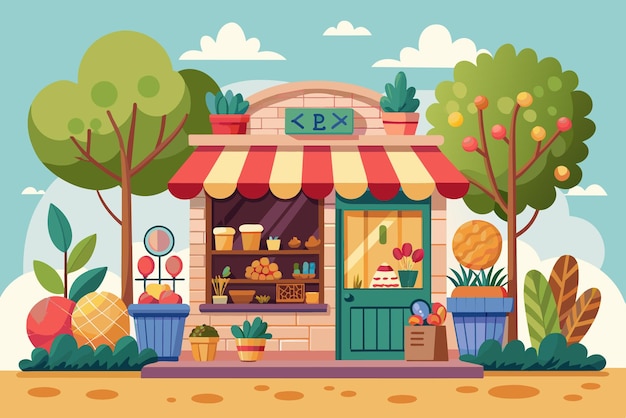 Charming little shop selling handmade crafts illustration