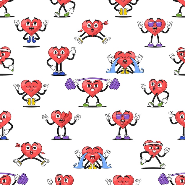 Charming Seamless Pattern Adorned With Scattered Hearts Creating A Romantic And Delightful Design That Repeats Effortlessly Perfect For Various Decorative Applications Cartoon Vector Illustration