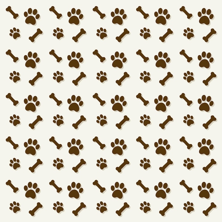 Vector charming seamless pattern delightful brown paws and bones design vector illustration