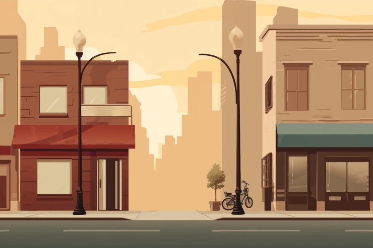 Vector 迷人的城市街景插圖