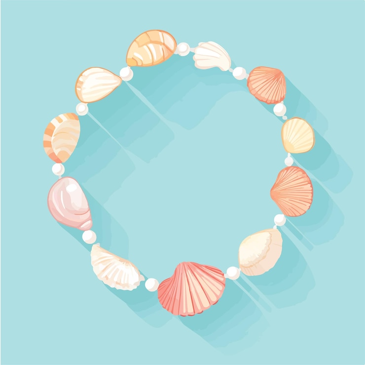 Vector charming vector design of a cute shell necklace vector illustration