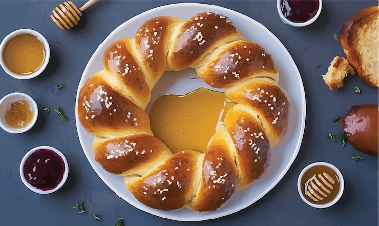 Vector charming vector icon of a braided challah platter