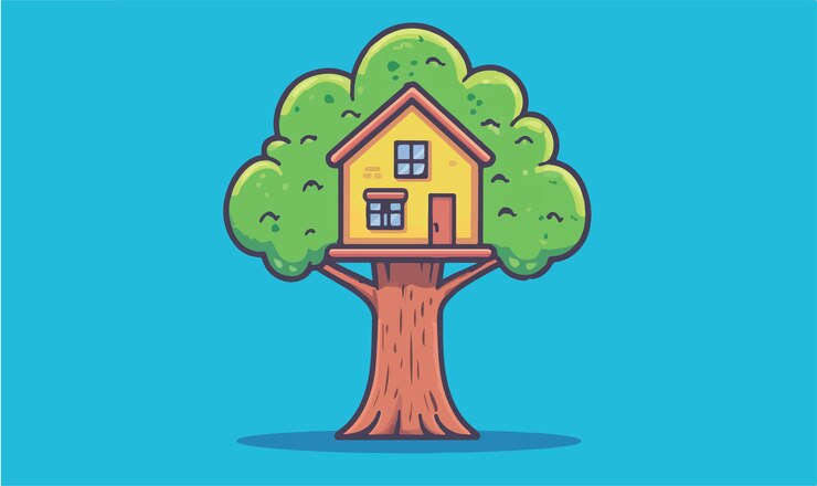 Vector charming vector icon of a treemounted house