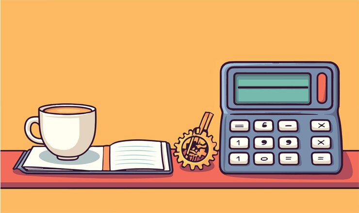 Vector charming vintage calculator icon with gears