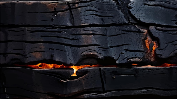 Vector a charred blackened cedar wood texture burnt cedar charred with a textured blackened surface