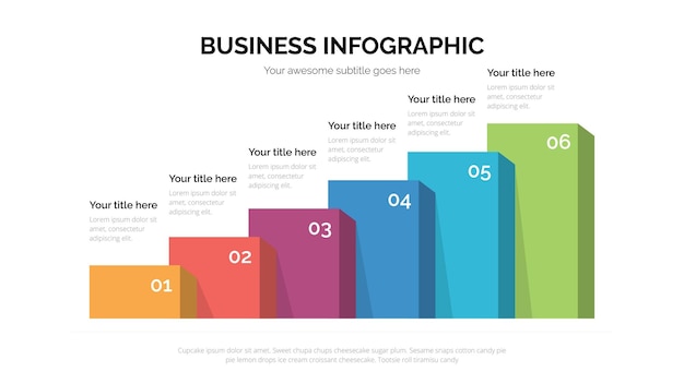 Infografica aziendale del grafico con sei passaggi