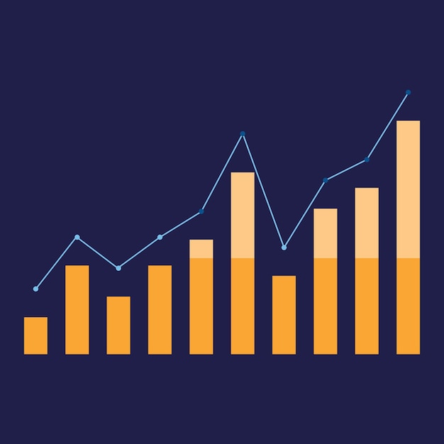 Инфографический элемент графа столбца диаграммы Финансы и экономика с желтым вектором