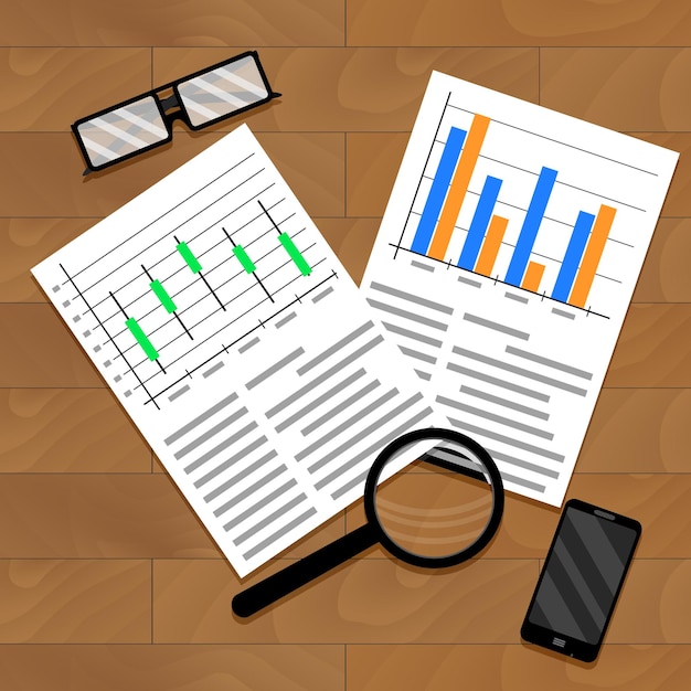 Vector chart and diagram on table