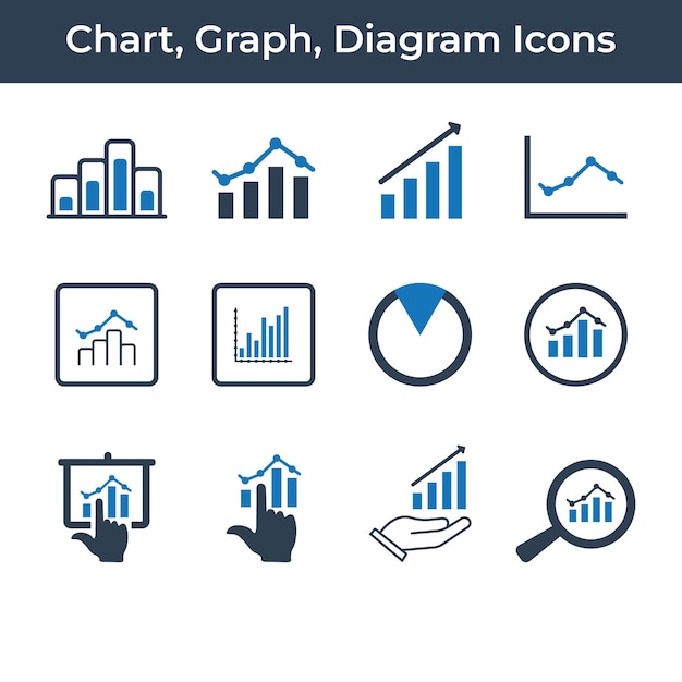 비즈니스 프레젠테이션을 위한 차트 그래프 및 다이어그램 아이콘