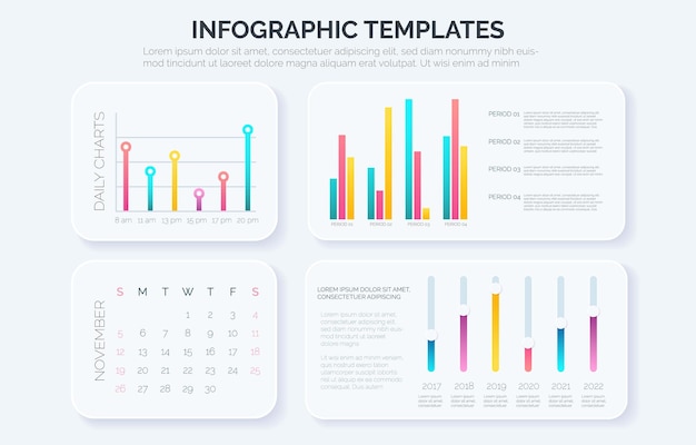 사업 계획 프레젠테이션 페이지 디자인을 위한 차트 그래프 통계 템플릿 Simply Infographics