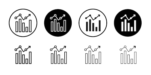 グラフのアイコン 薄い線の平らなイラスト