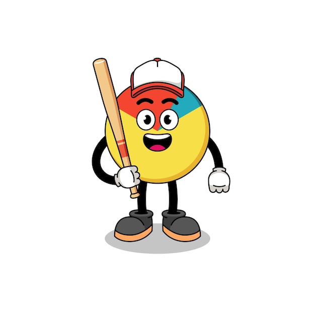 Chart mascot cartoon as a baseball player character design