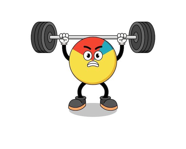 Chart mascot cartoon lifting a barbell character design