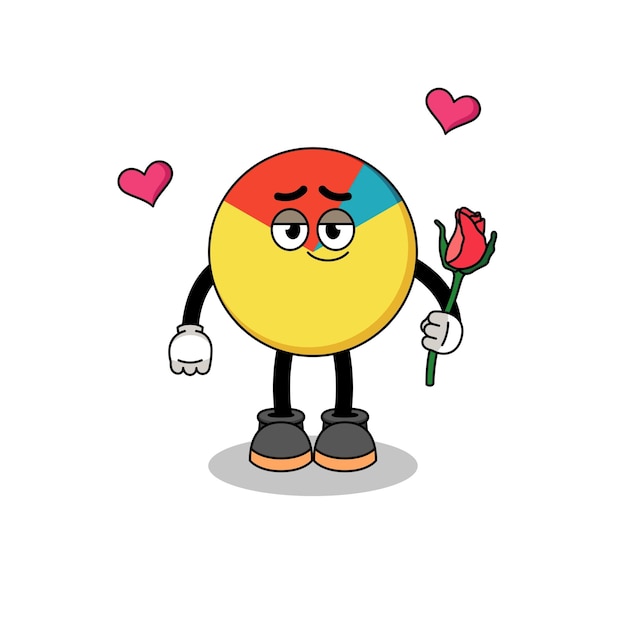 Chart mascot falling in love character design