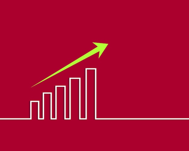 Vector a chart with a arrow pointing up and a red background with a arrow pointing up