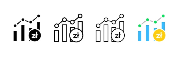 Chart zloty icons different styles set of zl charts trading design chart icons vector icons