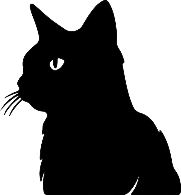 Chartreux Cat black silhouette with transparent background
