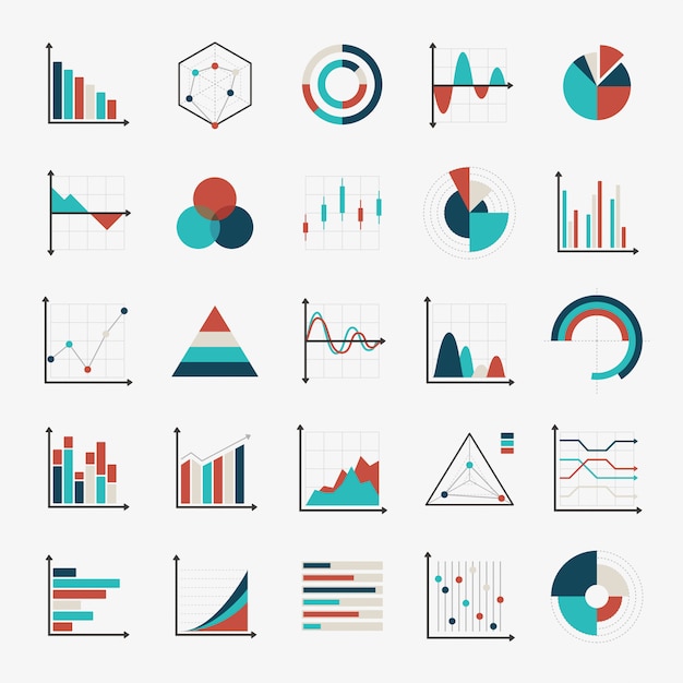 Vector charts diagrams and graphs flat icons