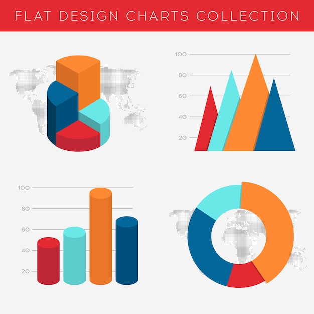 Charts graphs 3d pie infographic for business financial statistics vector design elements