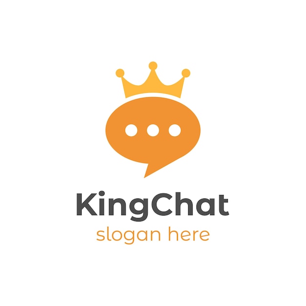 Chat app logo pictogram symbool met kroon koning ontwerpelement voor helpcentrum pratende bericht