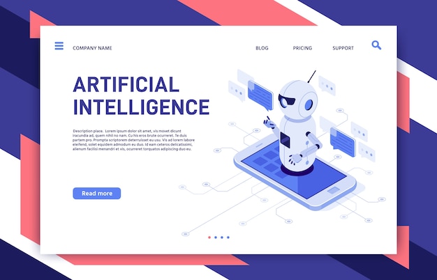 Chat-assistent-bot voor kunstmatige intelligentie in smartphone-app en educatieve robot.