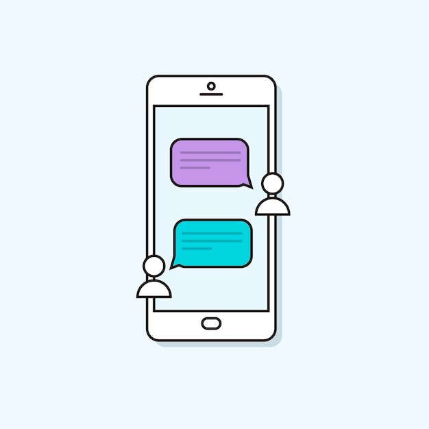 Chat berichtmeldingen op een smartphone Online mobiel gesprek tussen twee mensen Vector