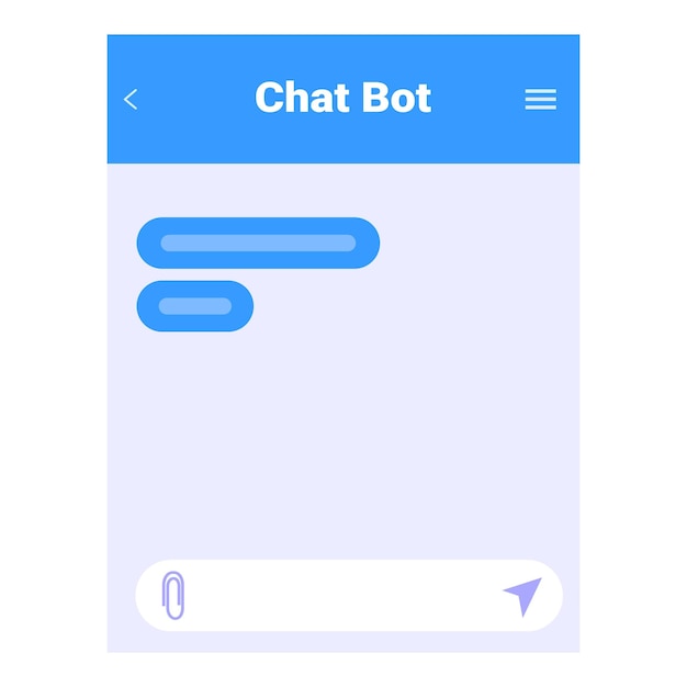 Chat bot interface toont gesprek met blauwe spraak bubbels