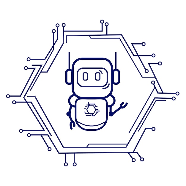 チャットボット アイコン チャットロボット アンドロイドロボット マイクロ回路パターン