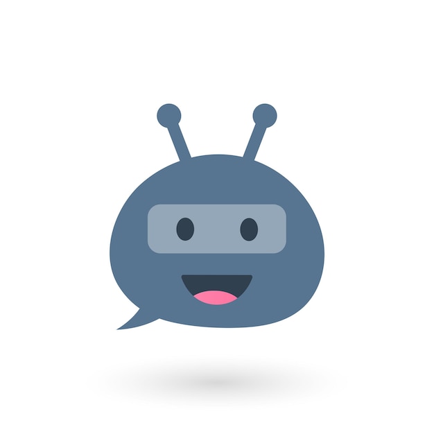 Chat Bot logo design. Virtual assistant bot icon. Robot head with speech bubble. Customer support