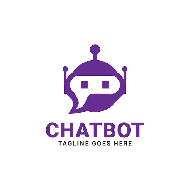 Chat Bot-logo-ontwerp Virtuele assistent Bot-pictogram Robotkop met tekstballonnen Chat Bot-klant