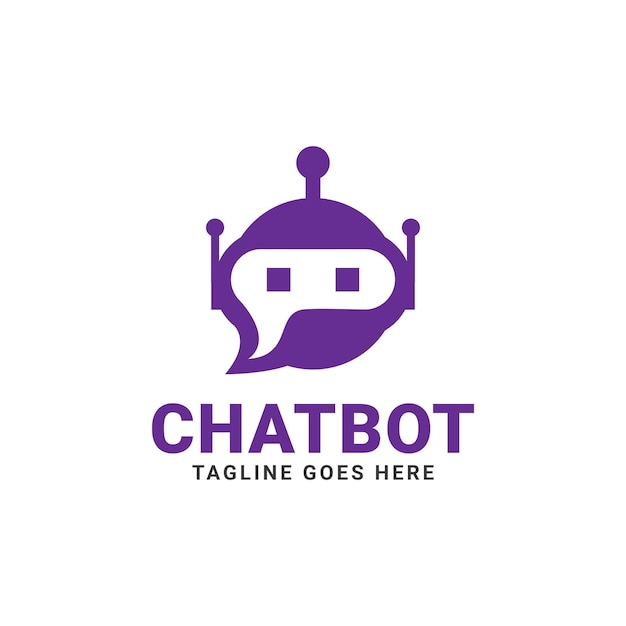 Chat bot-logo-ontwerp virtuele assistent bot-pictogram robotkop met tekstballonnen chat bot-klant