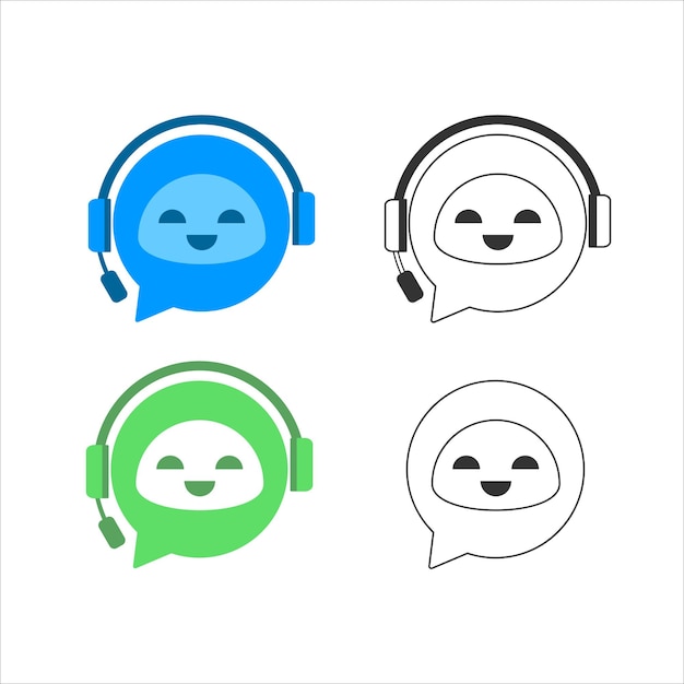 Chat Bot logo set chatbot smiling Virtual assistant Bot smiles icon logo Customer support service