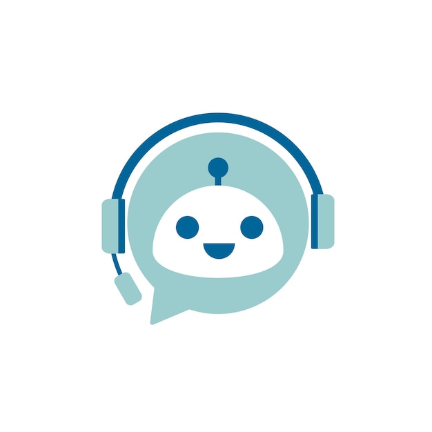 Chat Bot logo Virtual assistant Bot icon logo Robot head with headphones