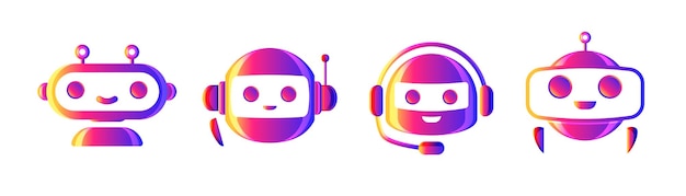chat bot robot vector set colorful style