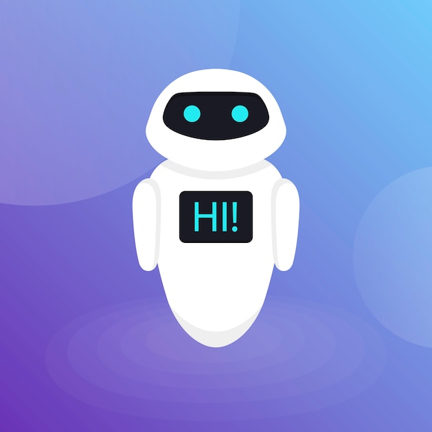 チャットボットロボット仮想支援Webサイトまたはモバイルアプリケーション、人工知能フラットイラスト