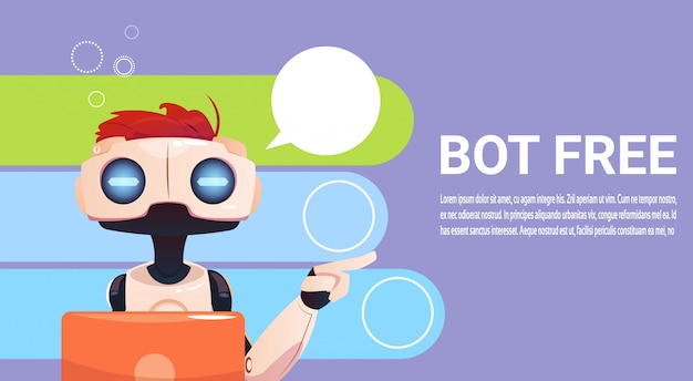 Vettore chat bot utilizzo di computer portatile, robot assistenza virtuale di siti web o applicazioni mobili, artifici