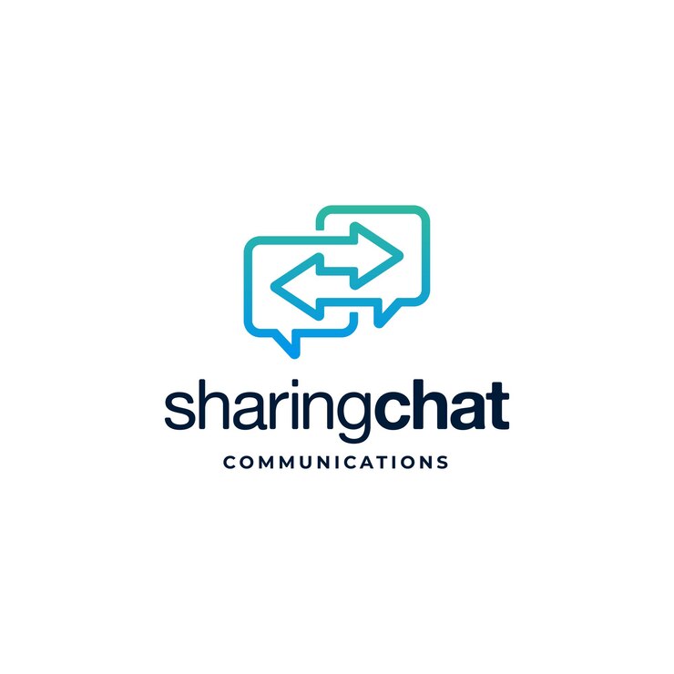 Chat Bubble Talk met pijl naar rechts en links Logo ontwerp inspiratie